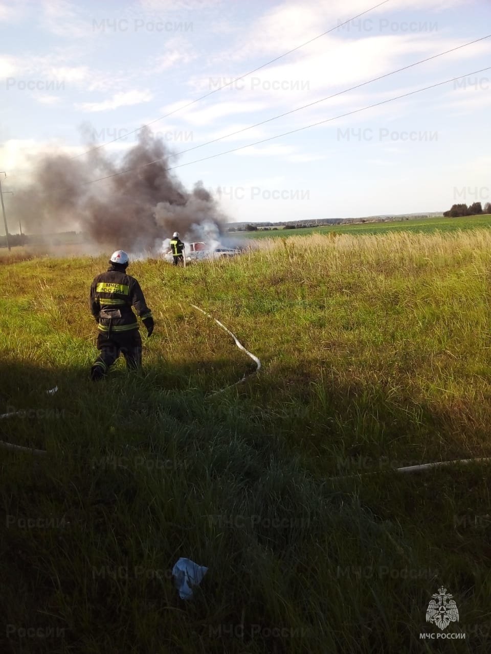 Пожар в Перемышльском районе, поворот на д. Жашково